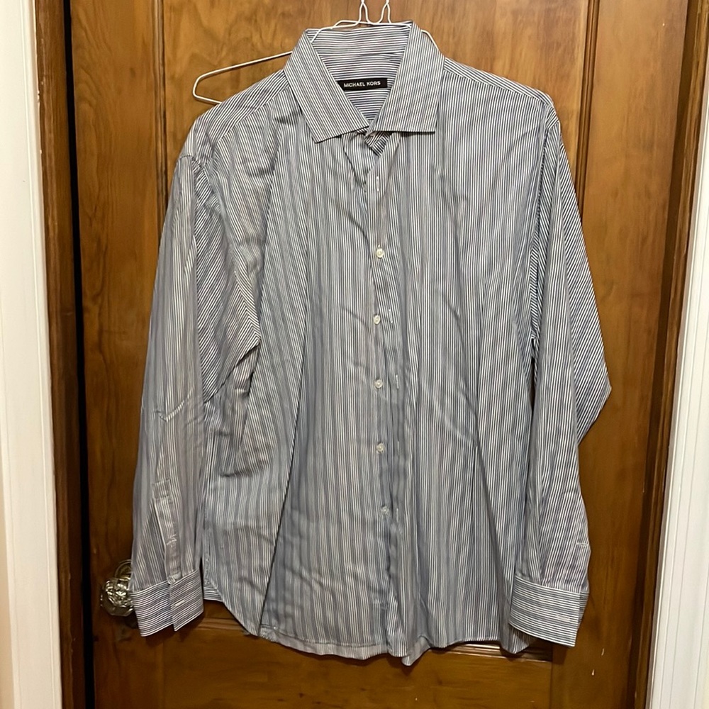 Men Blue Striped Dress Shirt